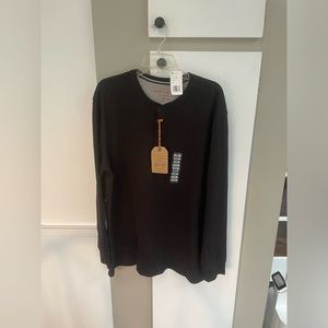 NWT Weatherproof Men's Black Jersey Long Sleeve Henley Shirt Size XXL